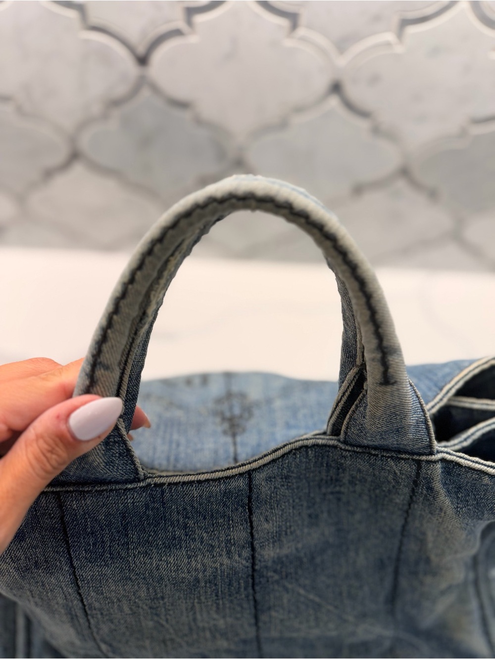 Prada Denim Tote in Washed Blue - Picture 5 of 14